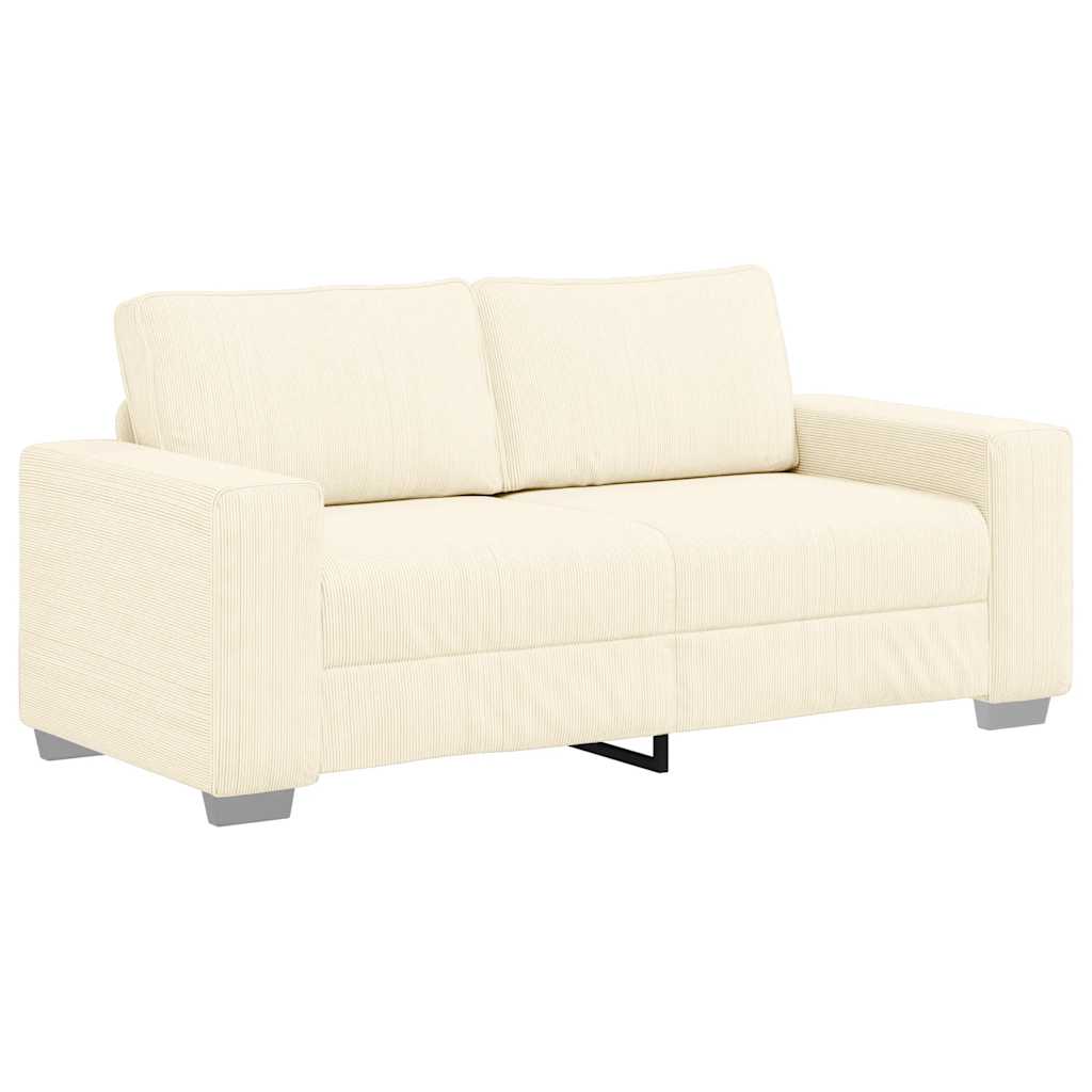 Canapé deux places crème 180x77x82 cm en tissu velours côtelé - XIOS