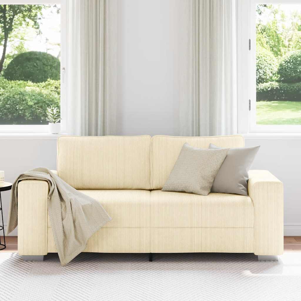 Canapé deux places crème 180x77x82 cm en tissu velours côtelé - XIOS