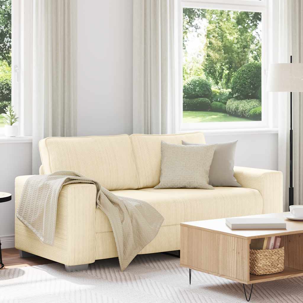 Canapé deux places crème 180x77x82 cm en tissu velours côtelé - XIOS