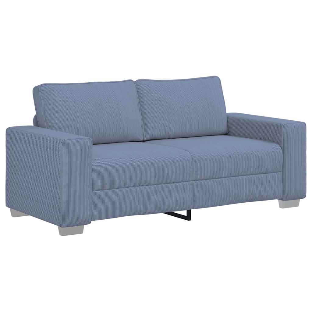 Canapé deux places bleu 180x77x82 cm en tissu velours côtelé - XIOS
