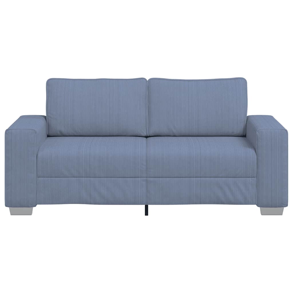 Canapé deux places bleu 180x77x82 cm en tissu velours côtelé - XIOS