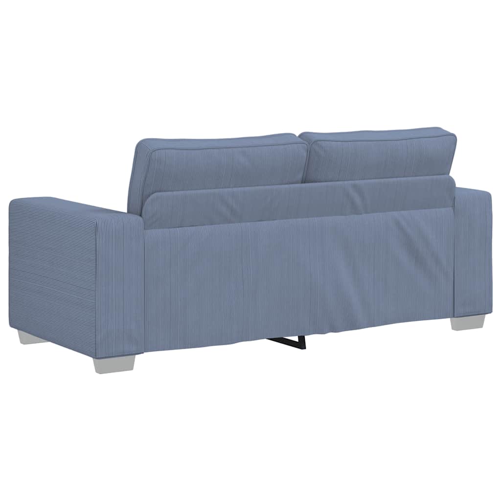 Canapé deux places bleu 180x77x82 cm en tissu velours côtelé - XIOS