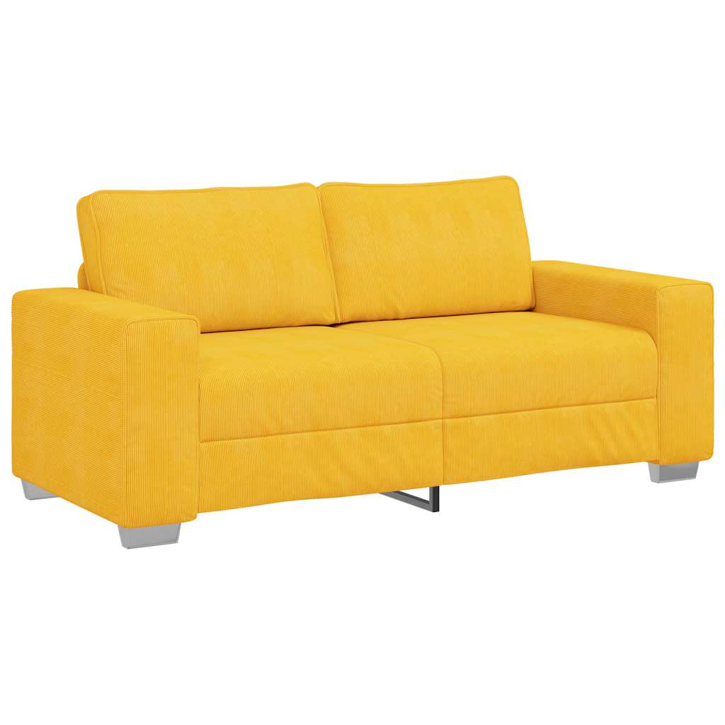 Canapé deux places jaune clair 180 x 77 x 82 cm en tissu velours côtelé - XIOS