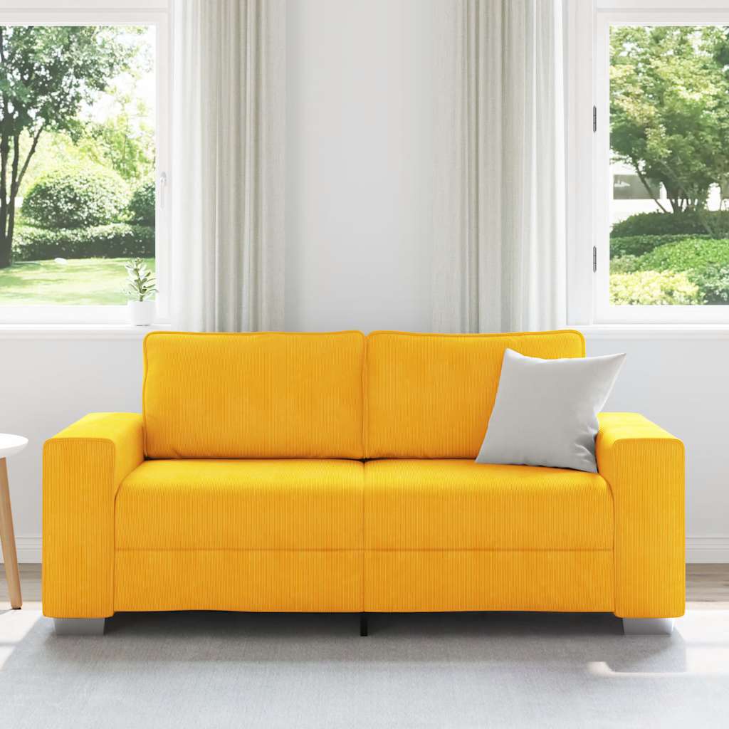 Canapé deux places jaune clair 180 x 77 x 82 cm en tissu velours côtelé - XIOS