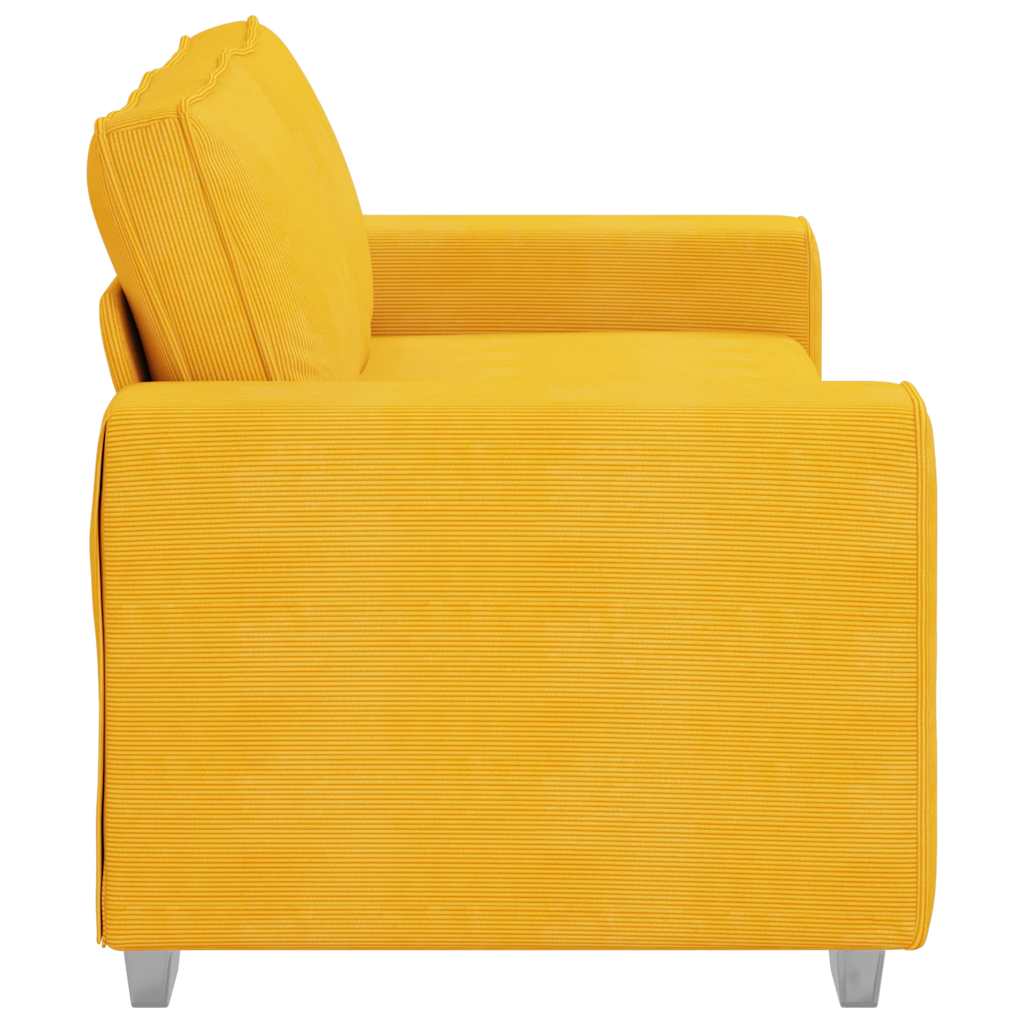 Canapé deux places jaune clair 180 x 77 x 82 cm en tissu velours côtelé - XIOS