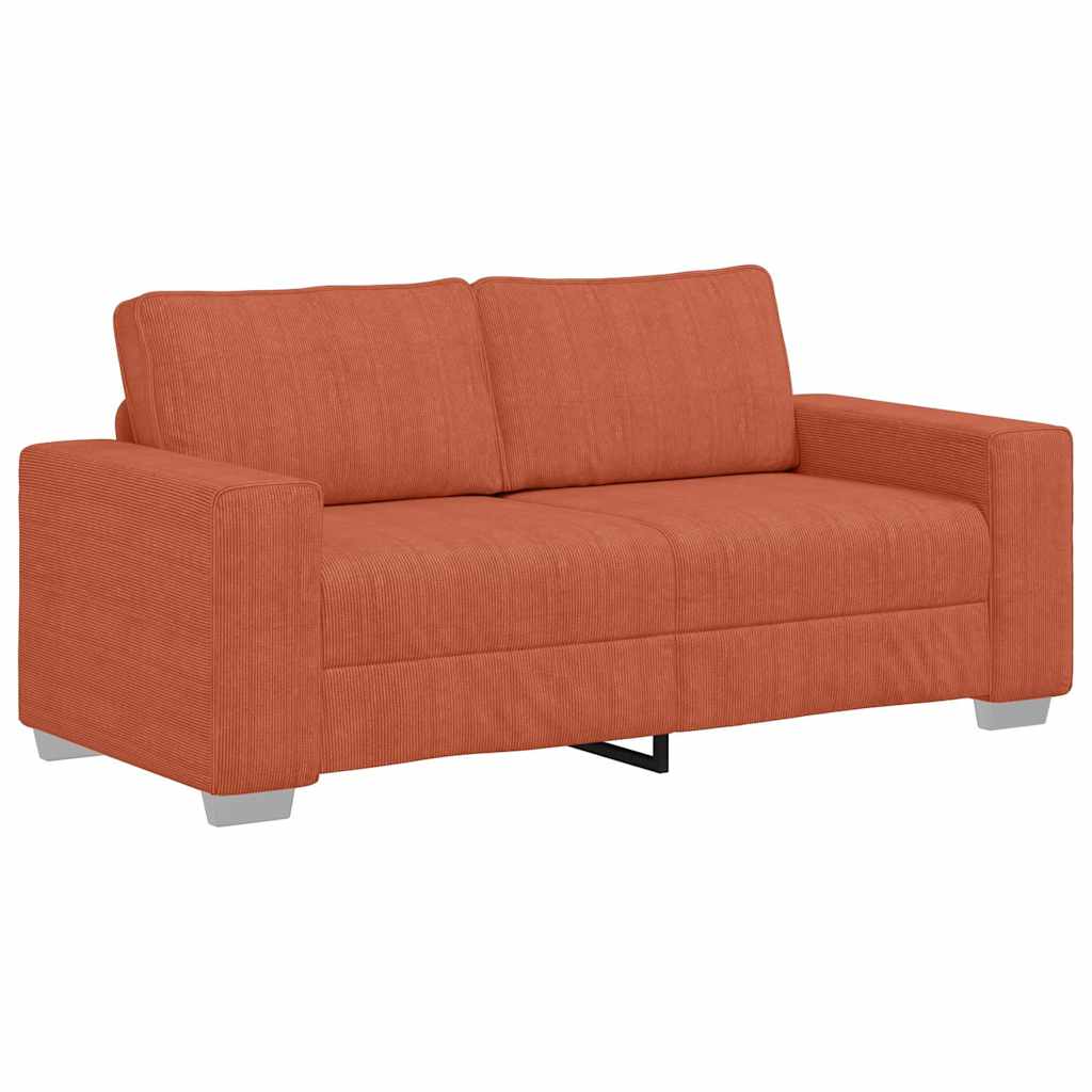 Canapé deux places rouge orangé 180x77x82 cm en tissu velours côtelé - XIOS