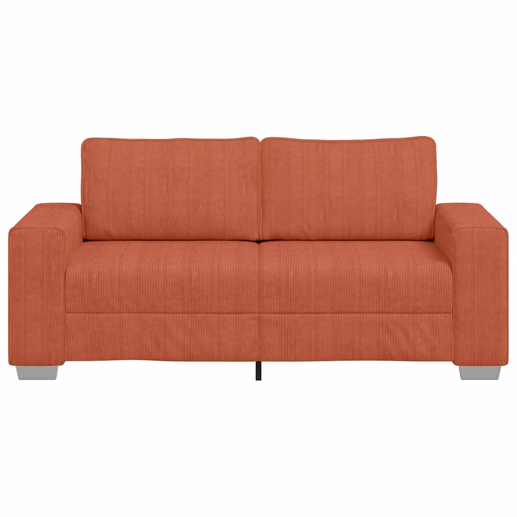 Canapé deux places rouge orangé 180x77x82 cm en tissu velours côtelé - XIOS