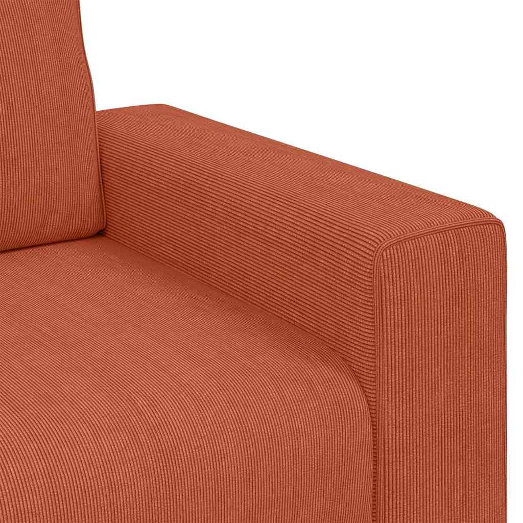 Canapé deux places rouge orangé 180x77x82 cm en tissu velours côtelé - XIOS
