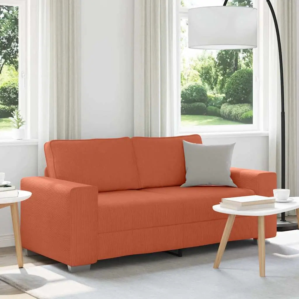 Canapé deux places rouge orangé 180x77x82 cm en tissu velours côtelé - XIOS