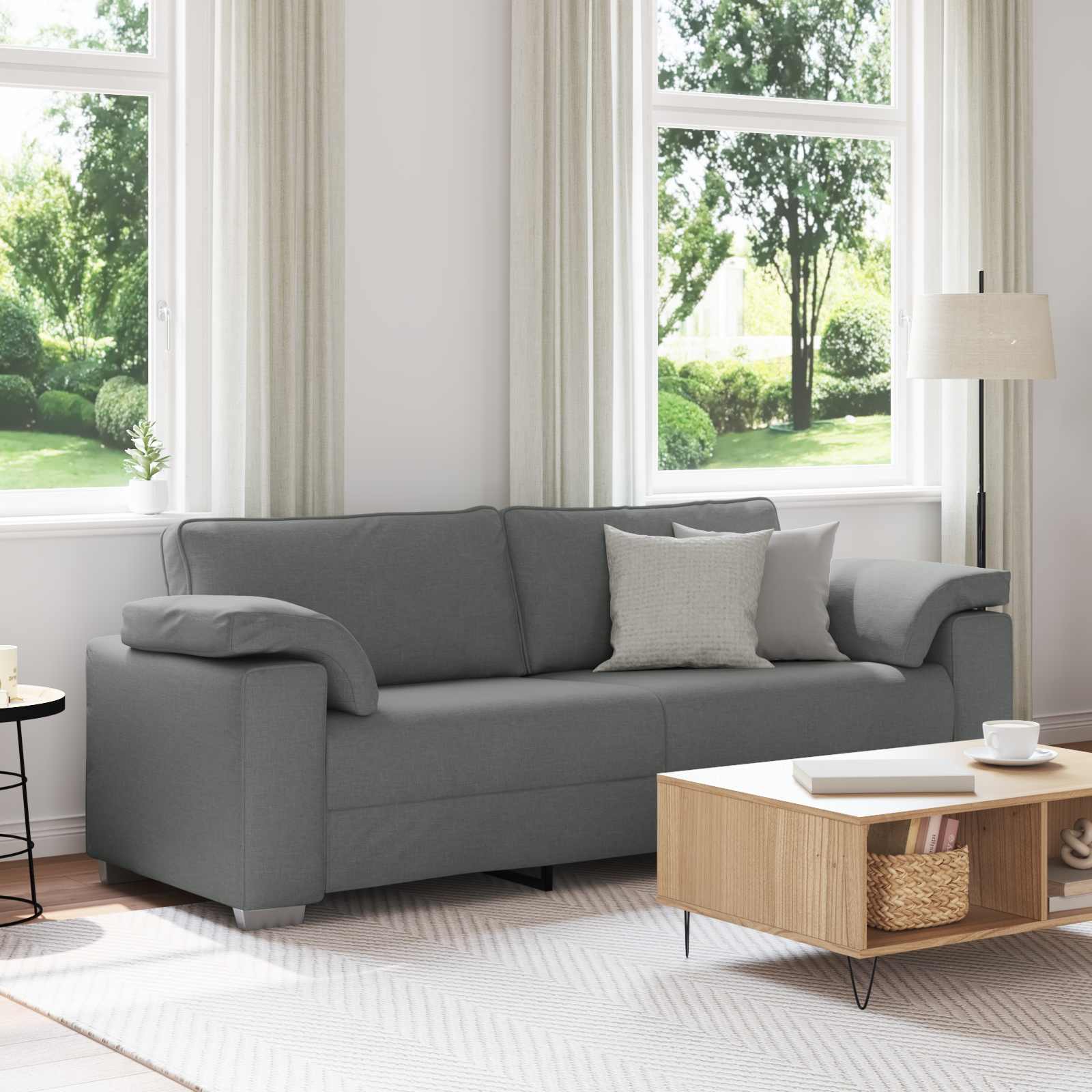 Sofa 3 places Gris foncé 220 cm tissu
