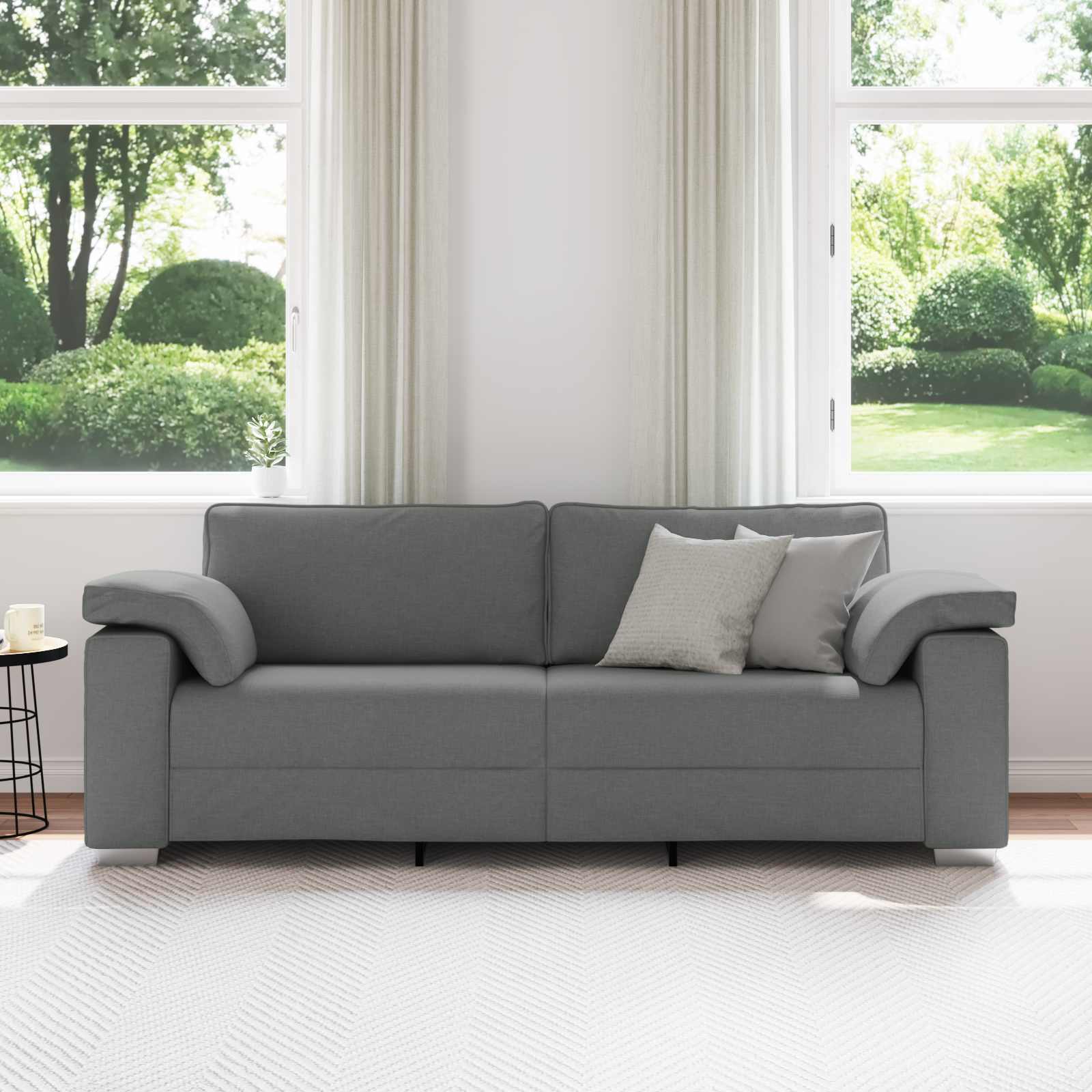 Sofa 3 places Gris foncé 220 cm tissu