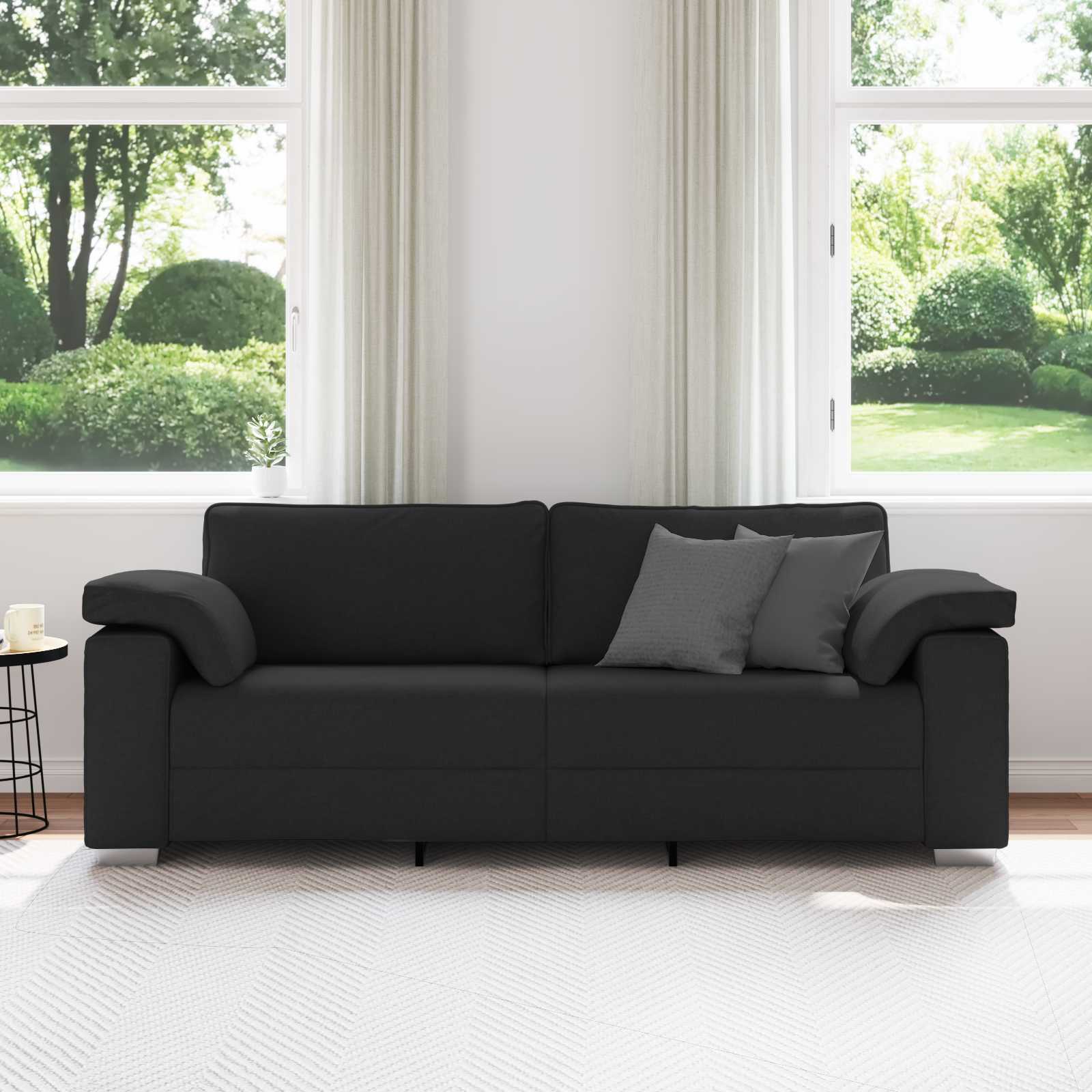 Sofa 3 places Noir 220 cm tissu