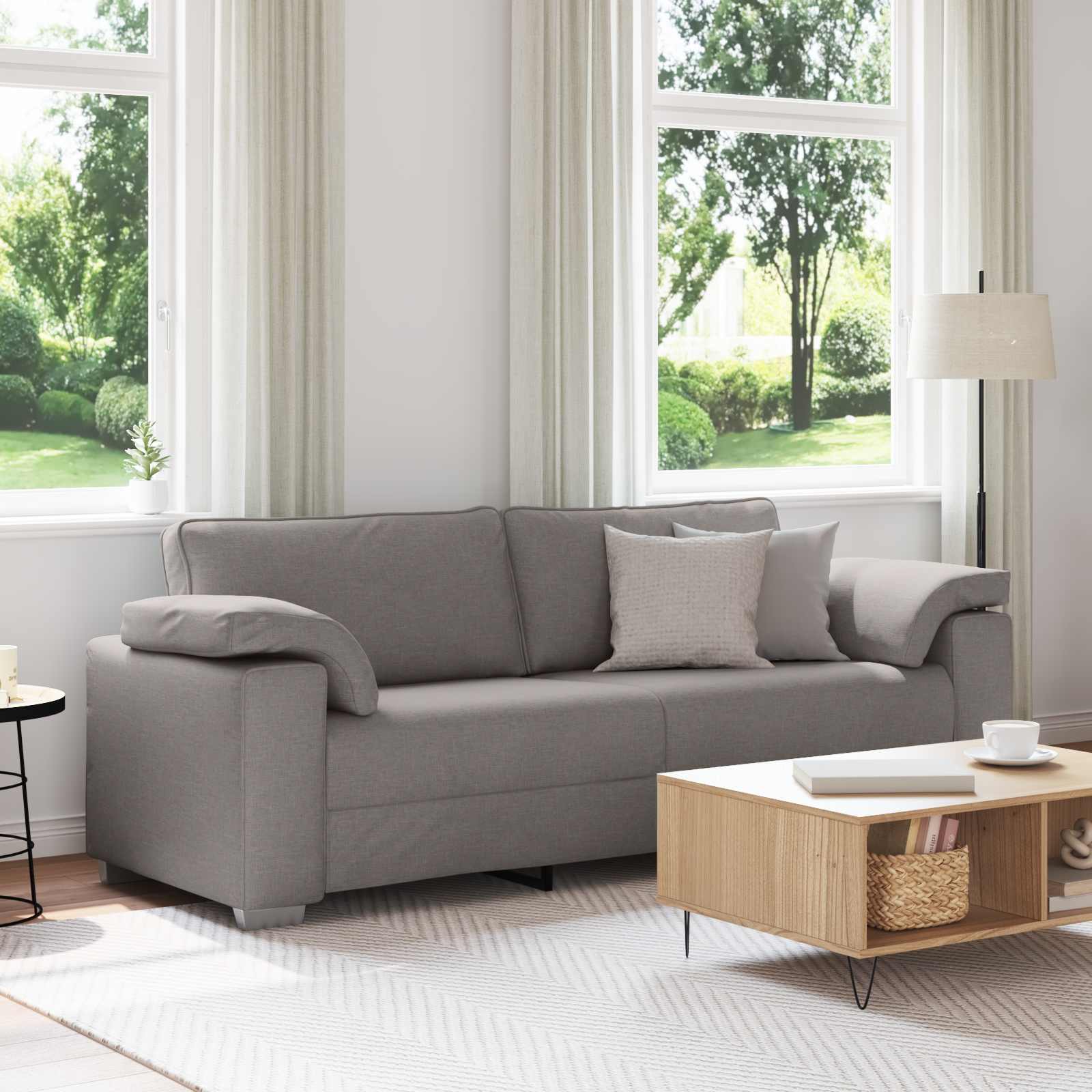 Sofa 3 places Taupe 220 cm tissu