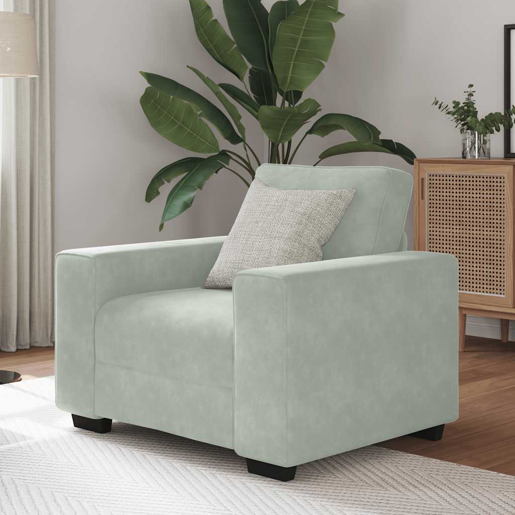 Fauteuil Gris clair 60 cm Velours - XIOS