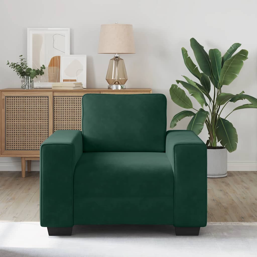 Fauteuil canapé vert foncé 100x77x82 cm velours - XIOS