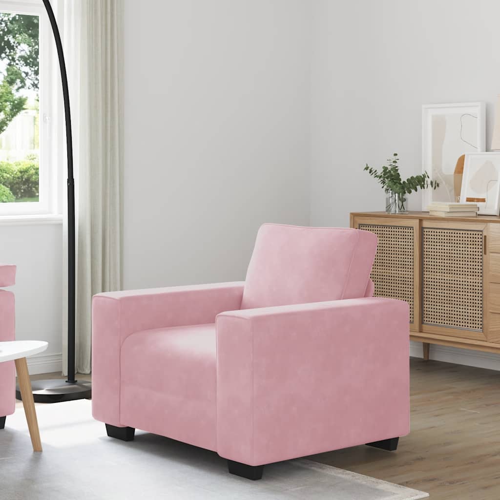 Fauteuil canapé rose 100x77x82 cm velours - XIOS