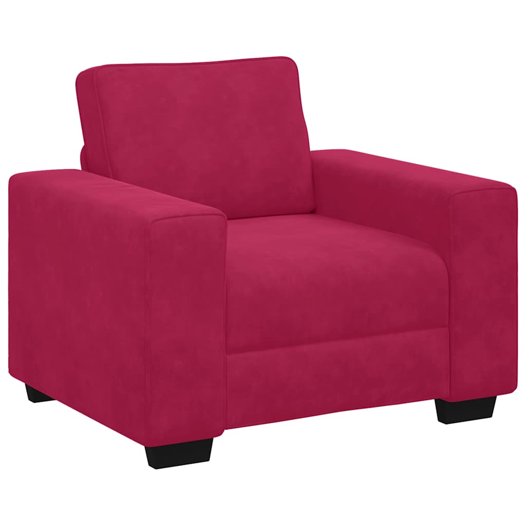 Fauteuil canapé rouge bordeaux 100x77x82 cm velours - XIOS