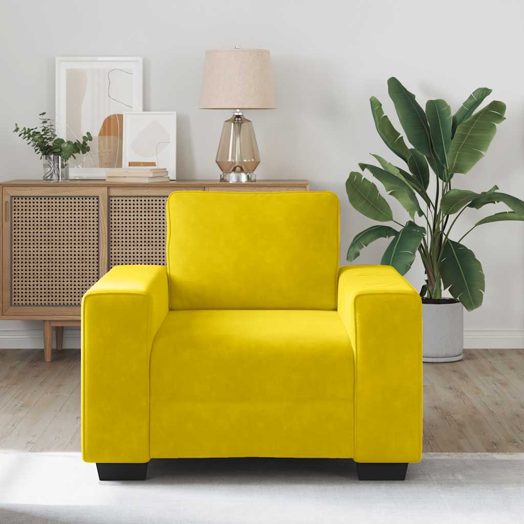 Fauteuil canapé jaune 100x77x82 cm velours - XIOS