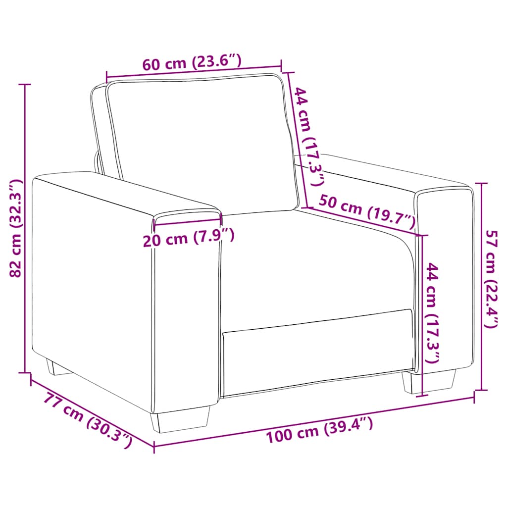 Fauteuil canapé marron 100x77x82 cm velours - XIOS
