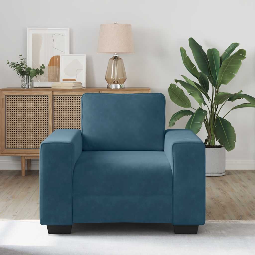 Fauteuil canapé bleu 100x77x82 cm velours - XIOS