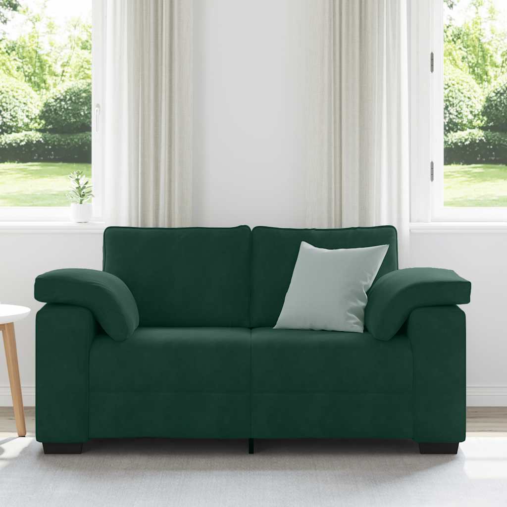 Canapé deux places vert foncé 160 x 77 x 82 cm velours - XIOS