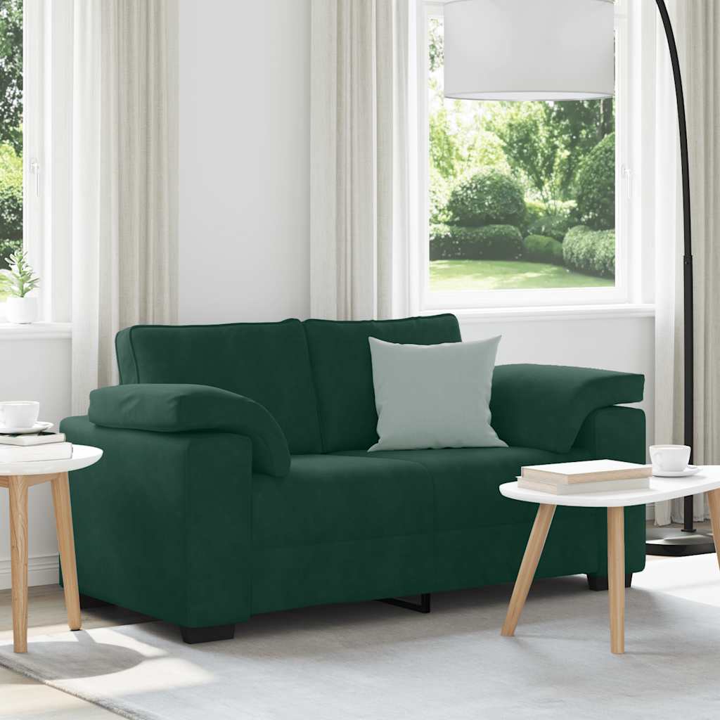 Canapé deux places vert foncé 160 x 77 x 82 cm velours - XIOS