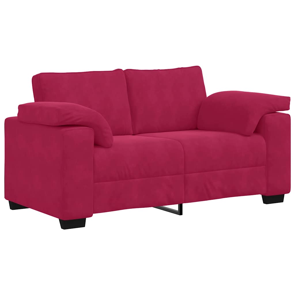 Canapé deux places rouge bordeaux 160 x 77 x 82 cm velours - XIOS
