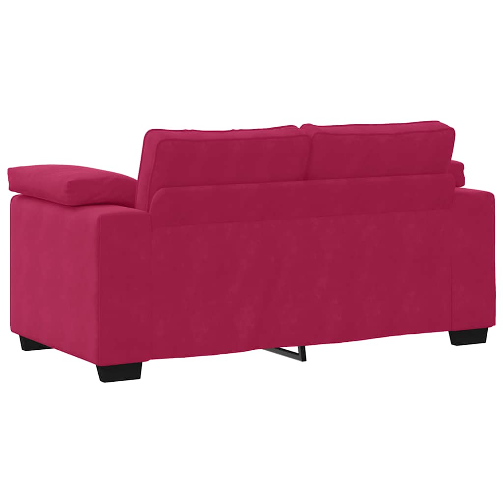 Canapé deux places rouge bordeaux 160 x 77 x 82 cm velours - XIOS
