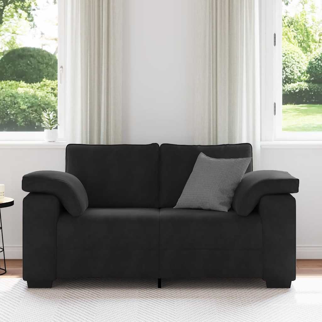 Canapé causeuse noir 120 cm velours - XIOS