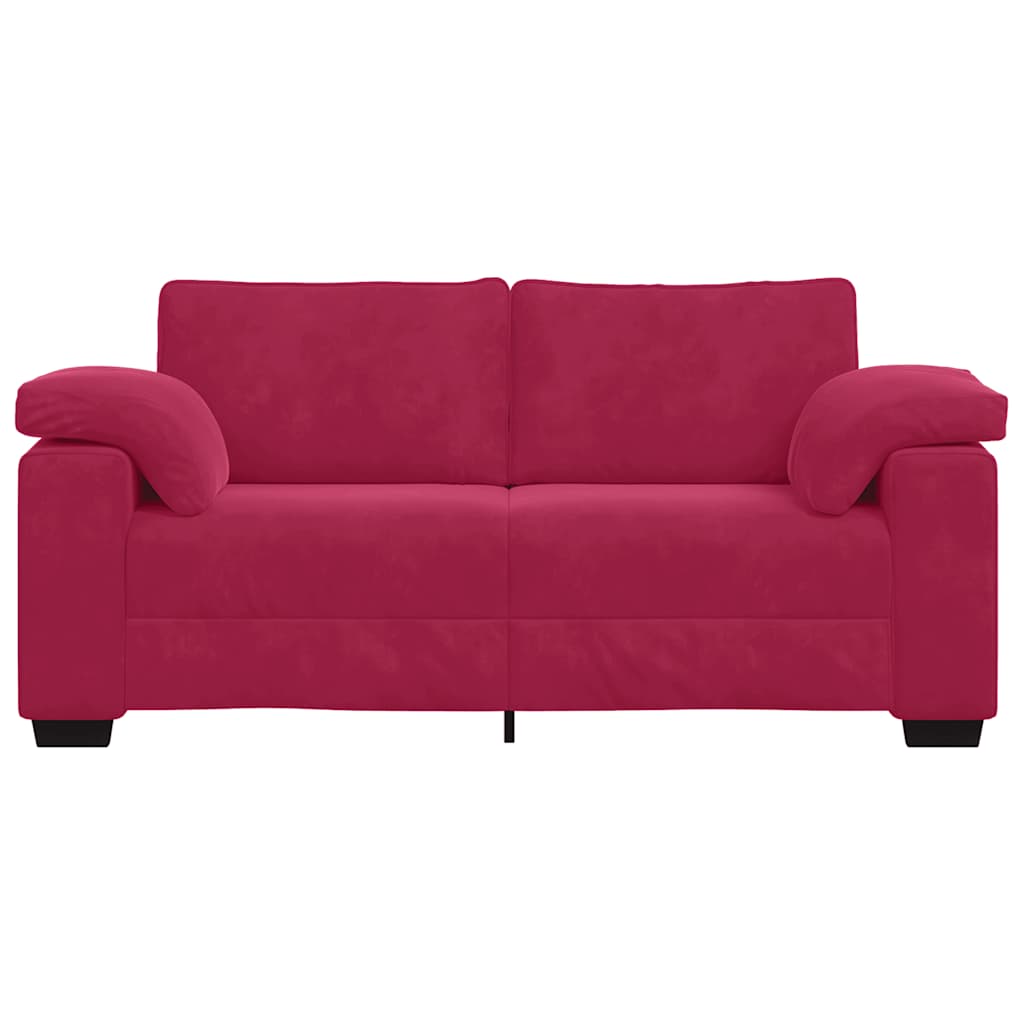 Canapé deux places rouge bordeaux 180 x 77 x 82 cm velours - XIOS