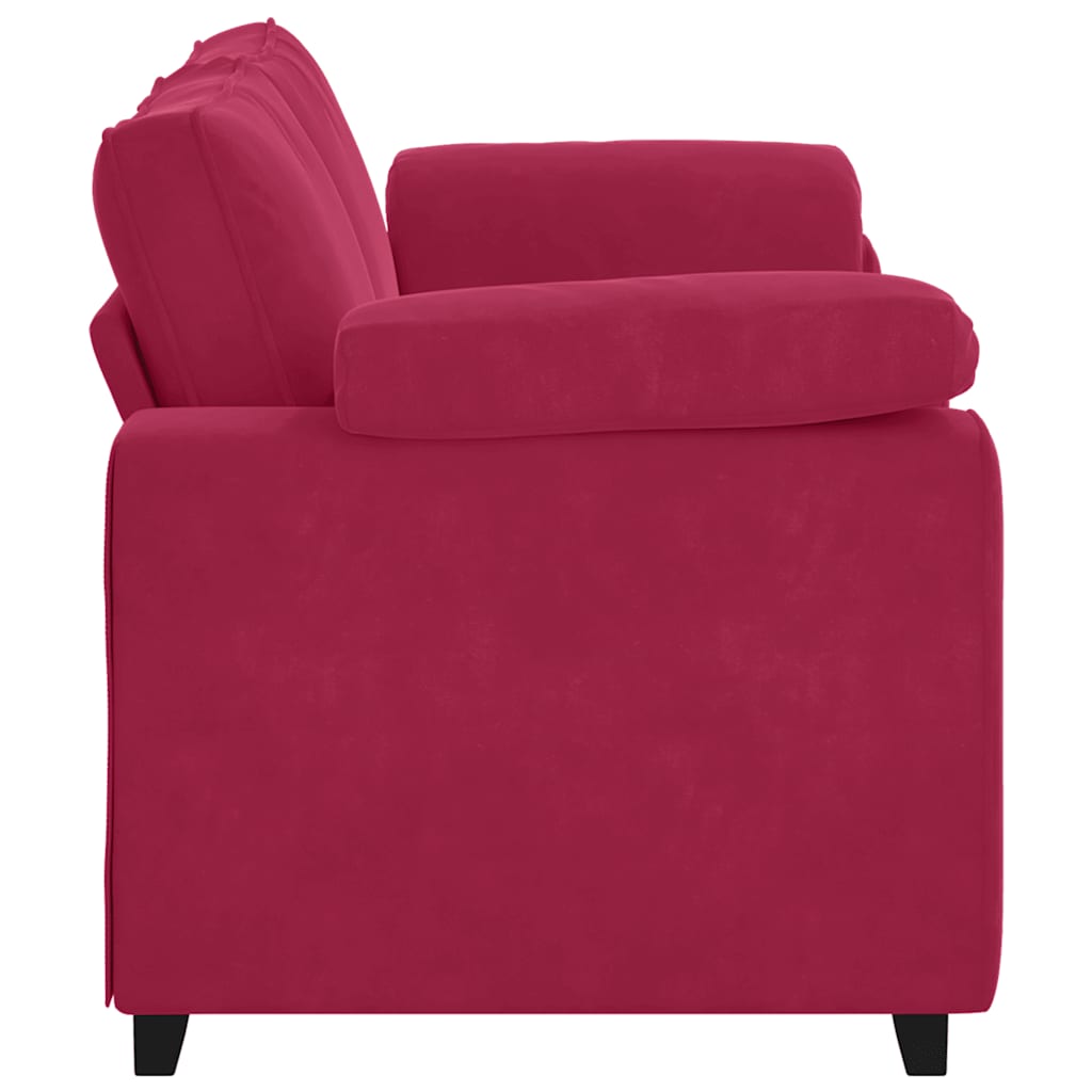 Canapé deux places rouge bordeaux 180 x 77 x 82 cm velours - XIOS