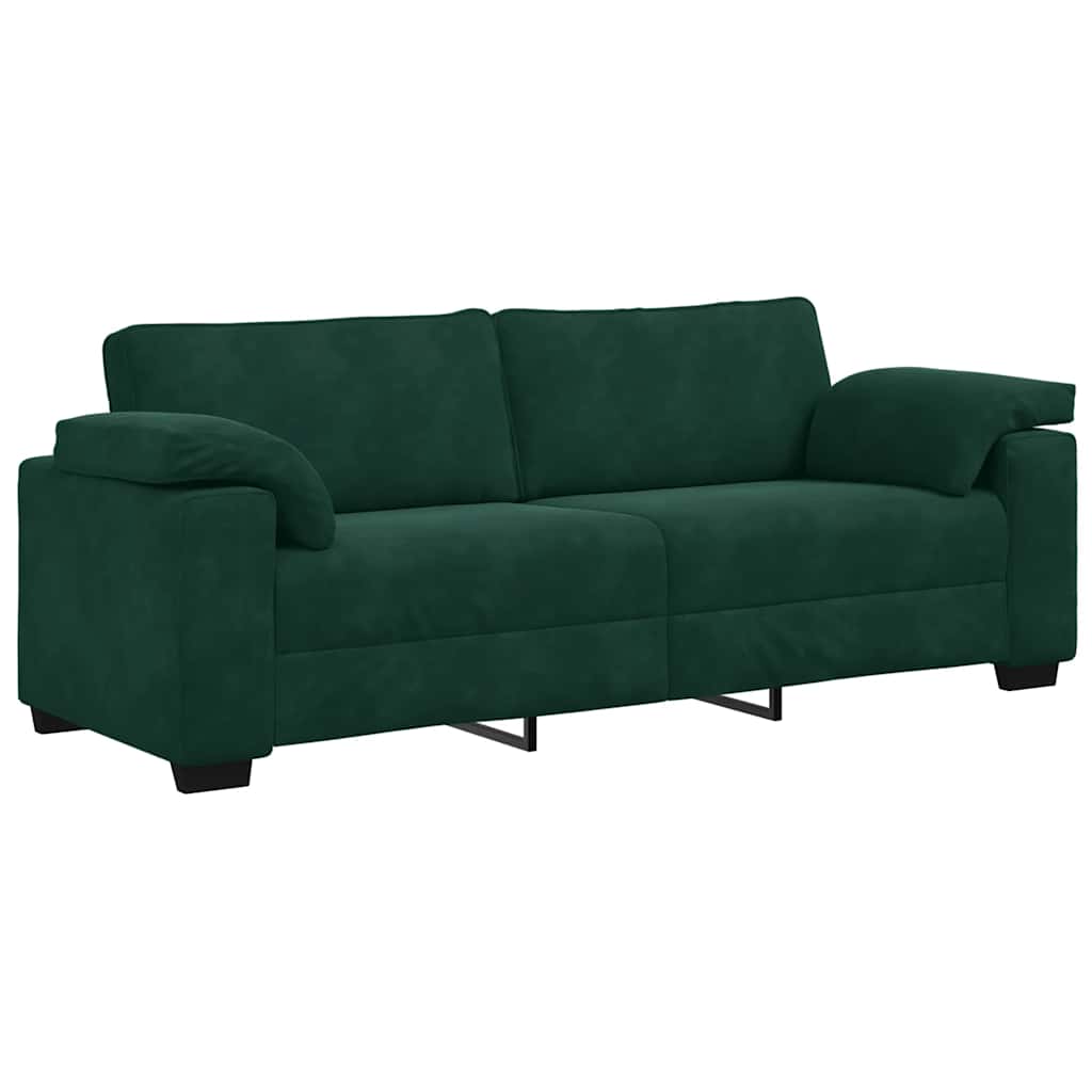 Canapé 3 places vert foncé 220 x 77 x 82 cm velours - XIOS