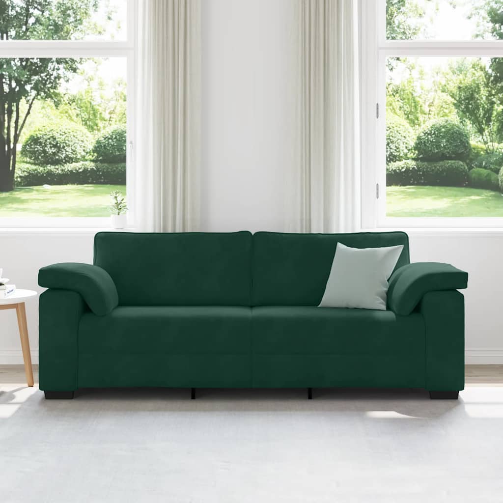 Canapé 3 places vert foncé 220 x 77 x 82 cm velours - XIOS