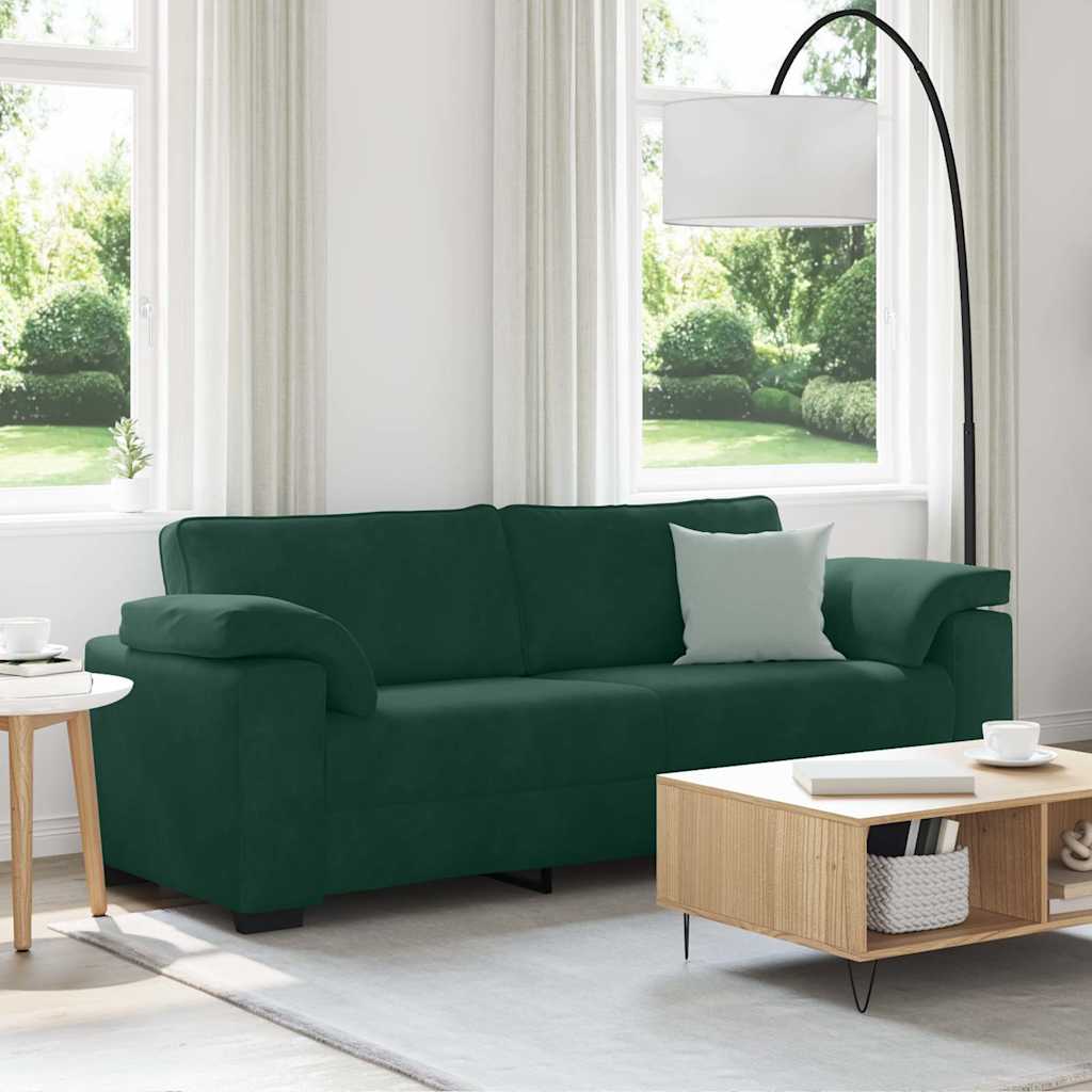 Canapé 3 places vert foncé 220 x 77 x 82 cm velours - XIOS