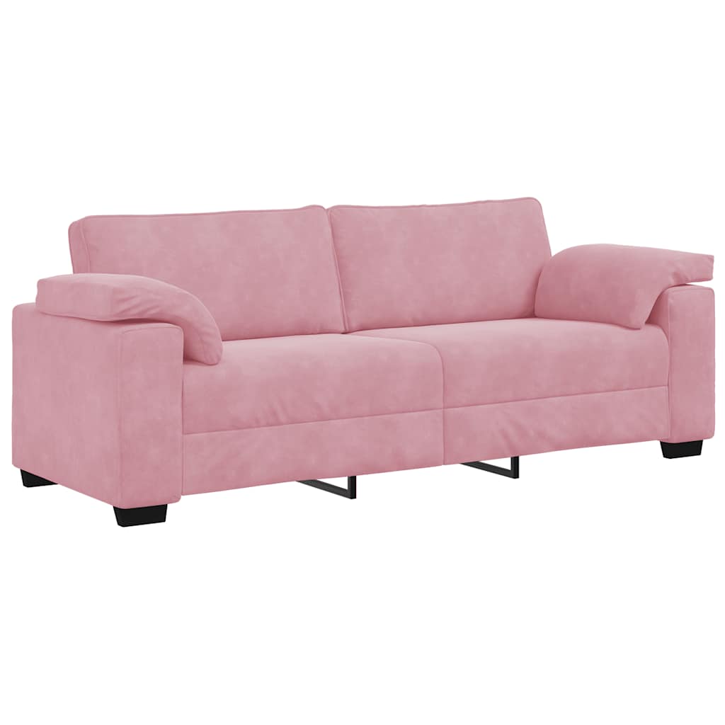 Canapé 3 places rose 220x77x82 cm velours