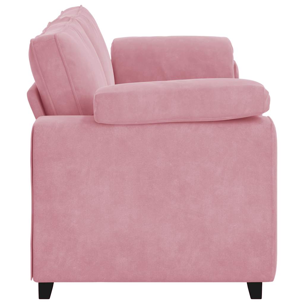 Canapé 3 places rose 220x77x82 cm velours