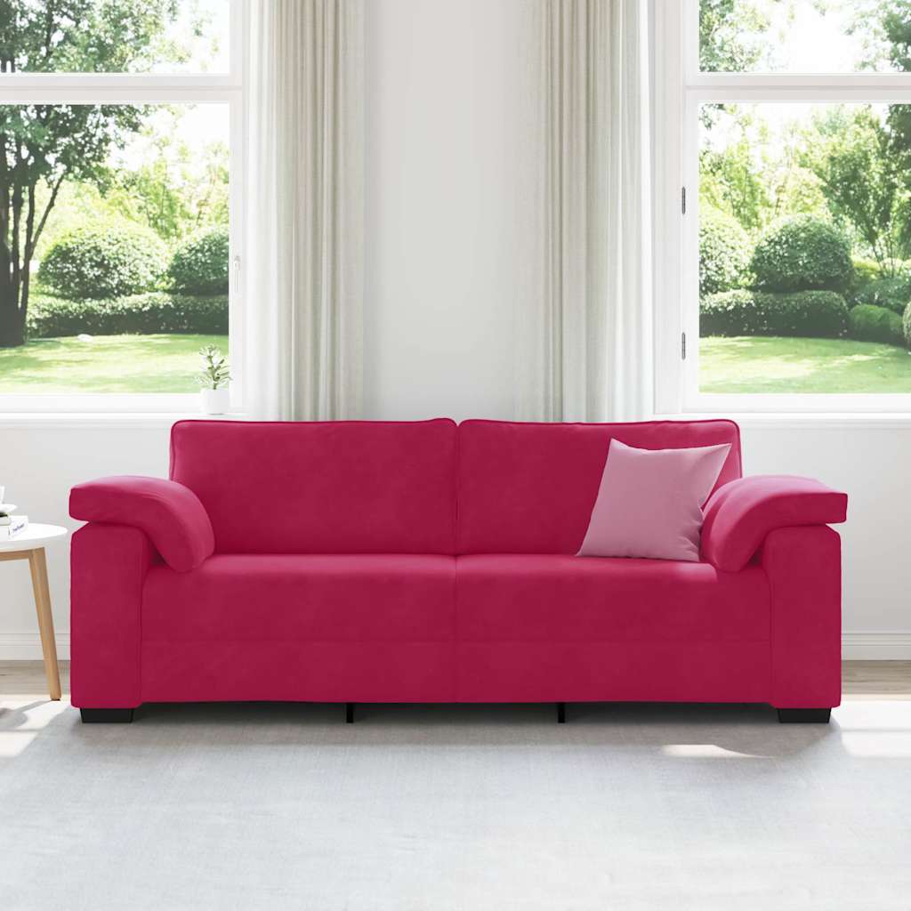 Canapé 3 places rouge bordeaux 220 x 77 x 82 cm velours