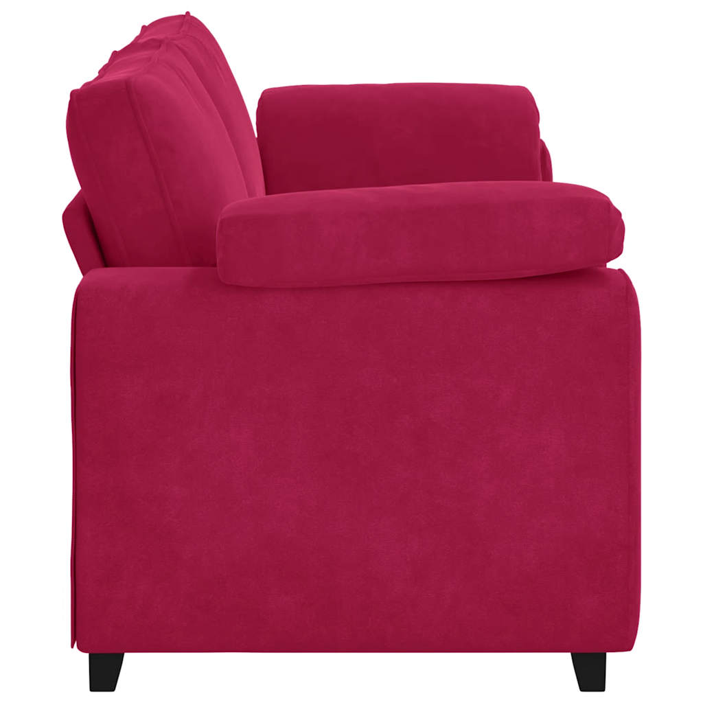 Canapé 3 places rouge bordeaux 220 x 77 x 82 cm velours