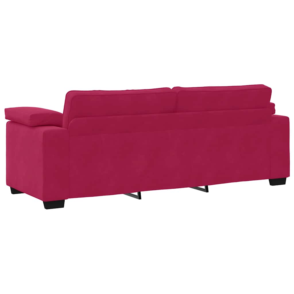 Canapé 3 places rouge bordeaux 220 x 77 x 82 cm velours
