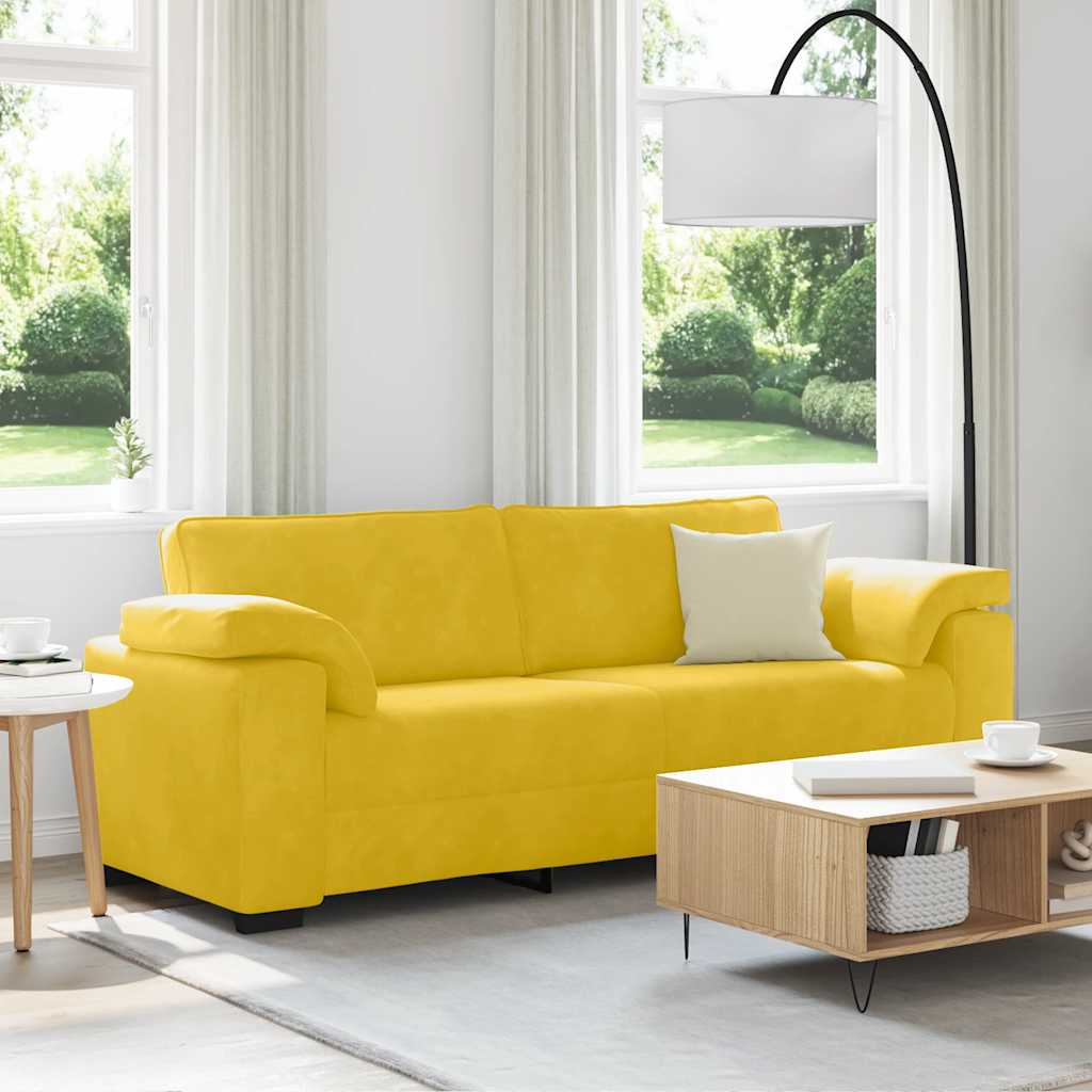 Canapé 3 places jaune velours 220 x 77 x 82 cm - XIOS