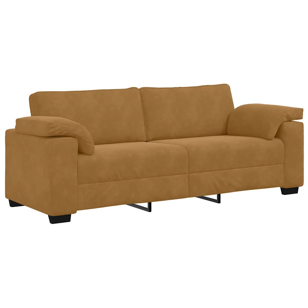 Canapé 3 places marron 220x77x82 cm velours