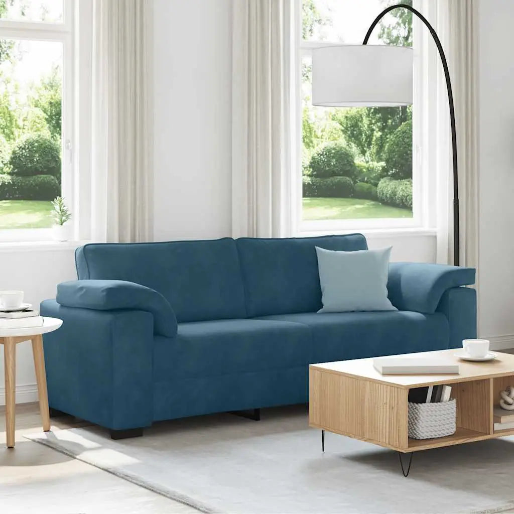 Canapé 3 places bleu velours 220x77x82 cm - XIOS