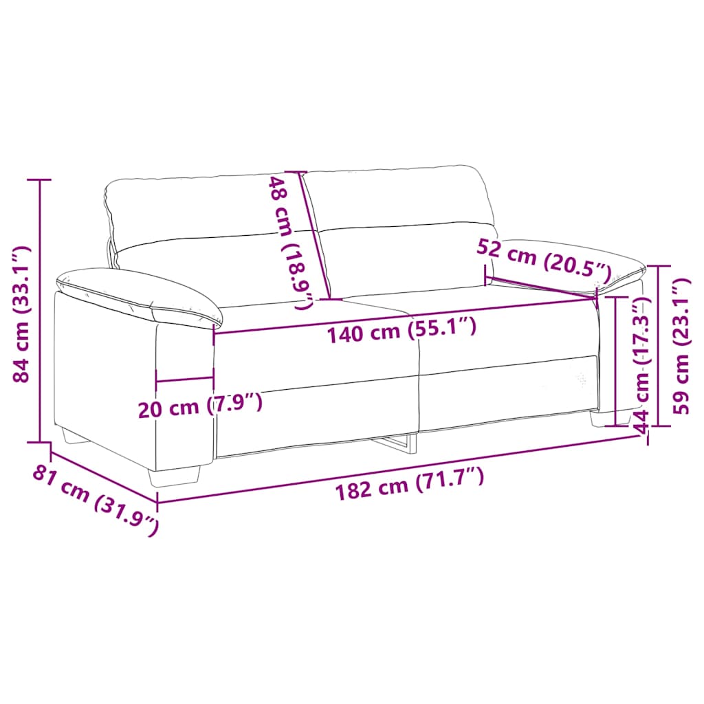 Canapé à 2 places gris clair 140 cm tissu - XIOS