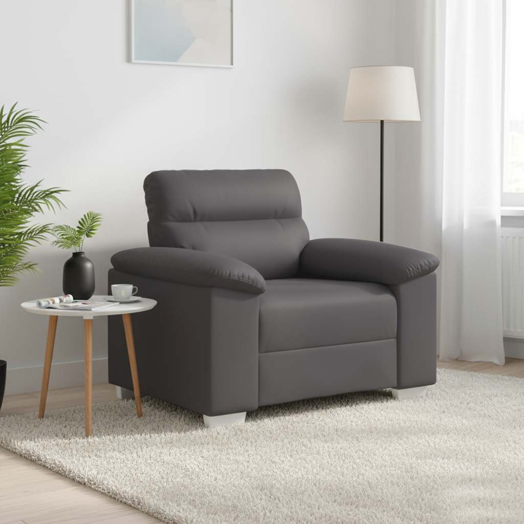Fauteuil canapé gris 100x81x84 cm en similicuir - XIOS