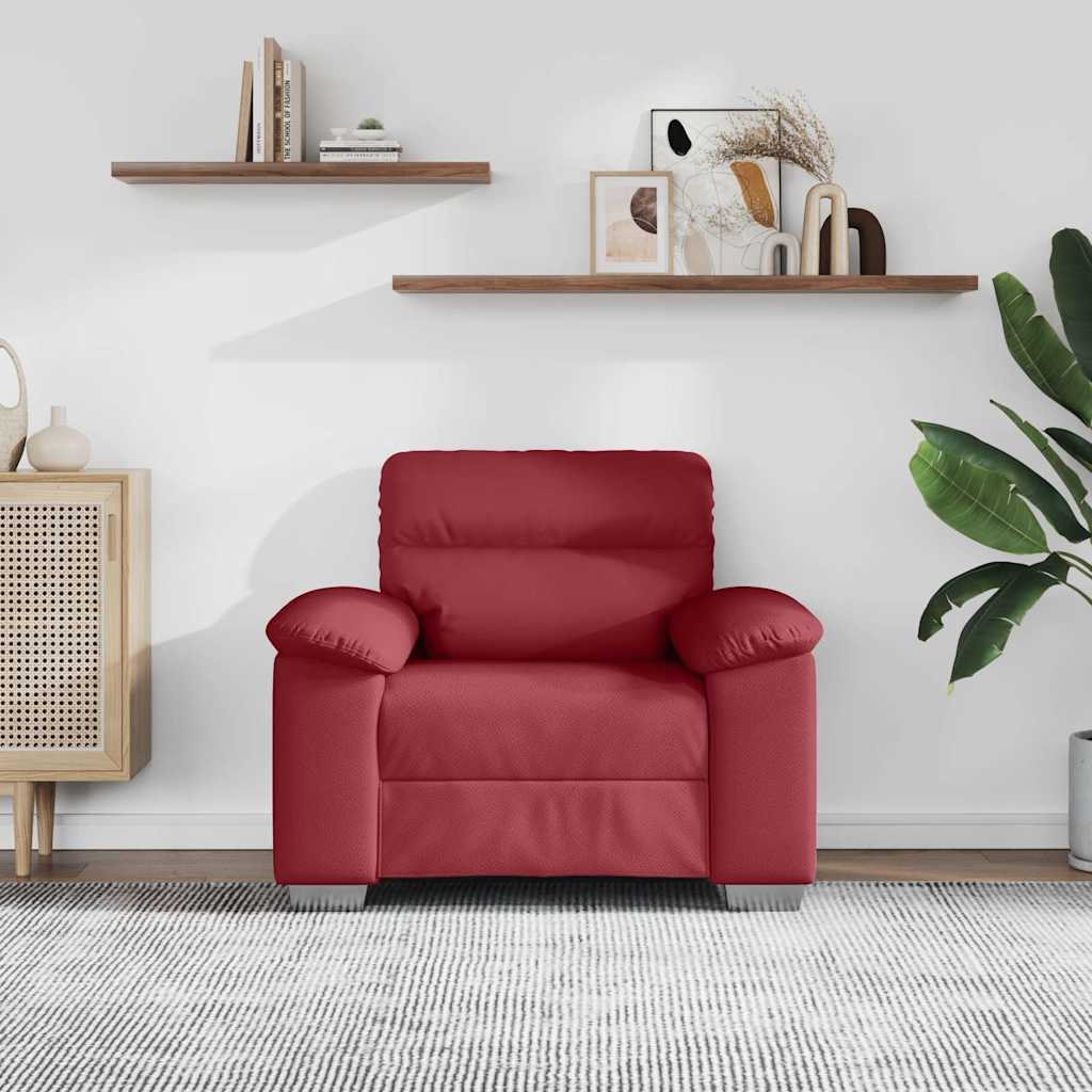 Fauteuil canapé rouge bordeaux 100x81x84 cm en similicuir - XIOS