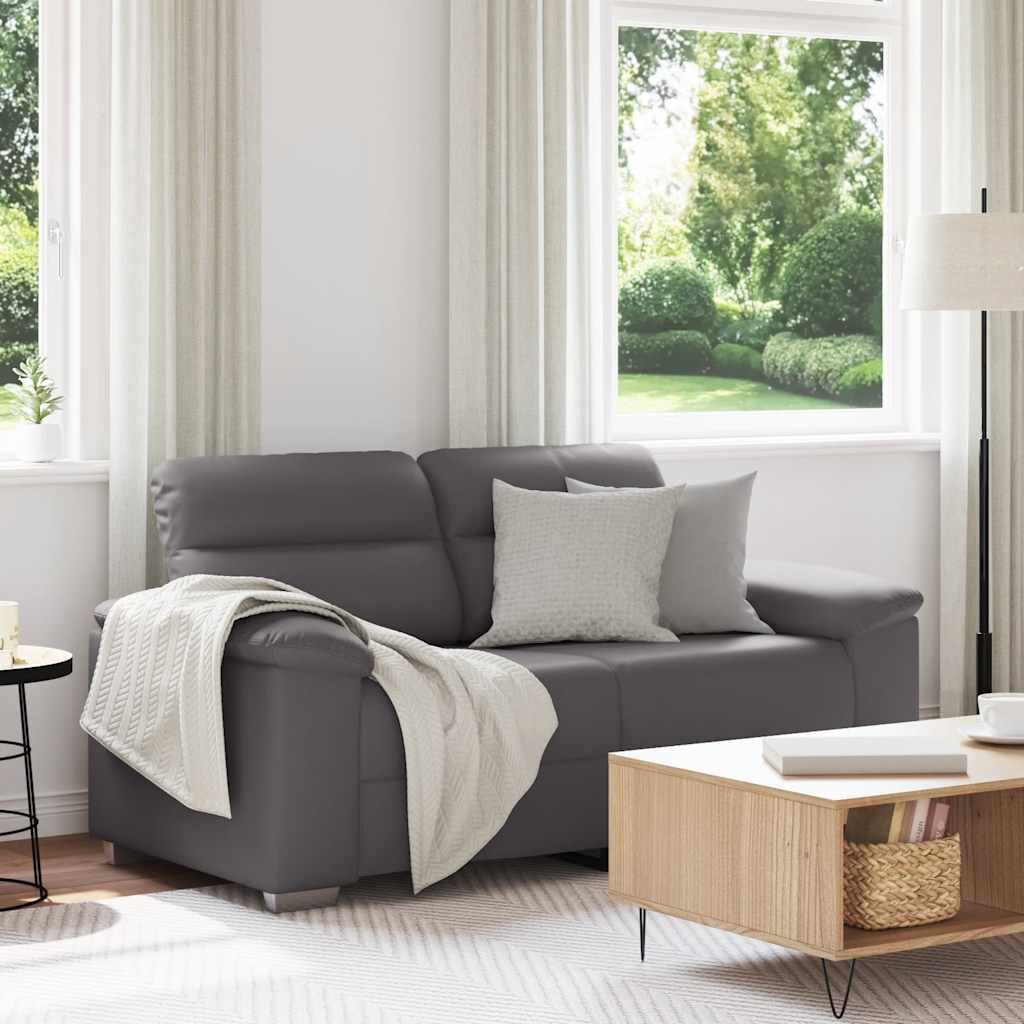 Canapé 2 places gris 160x81x84 cm en similicuir - XIOS
