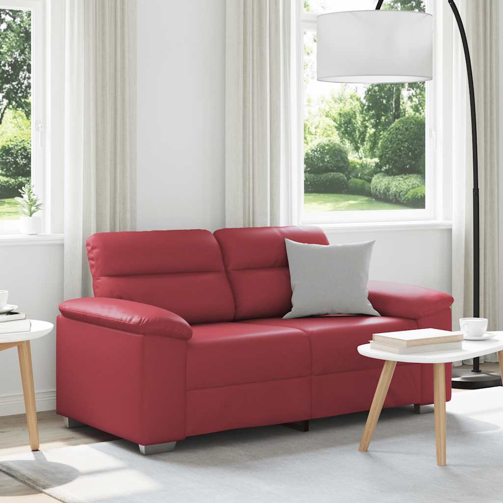 Canapé 2 places rouge bordeaux 160 x 81 x 84 cm en similicuir - XIOS
