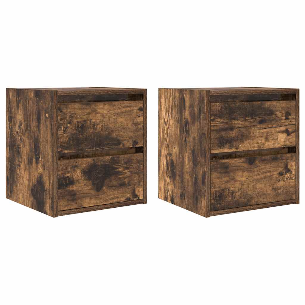 Tables de chevet murales 2 pcs chêne fumé 38x34x40 cm - XIOS