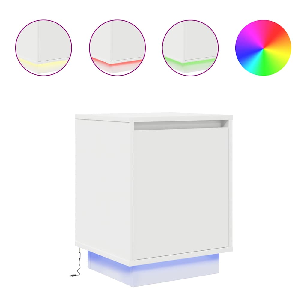 Tables de chevet avec lumières LED 2 pcs blanc 38x34x50 cm - XIOS