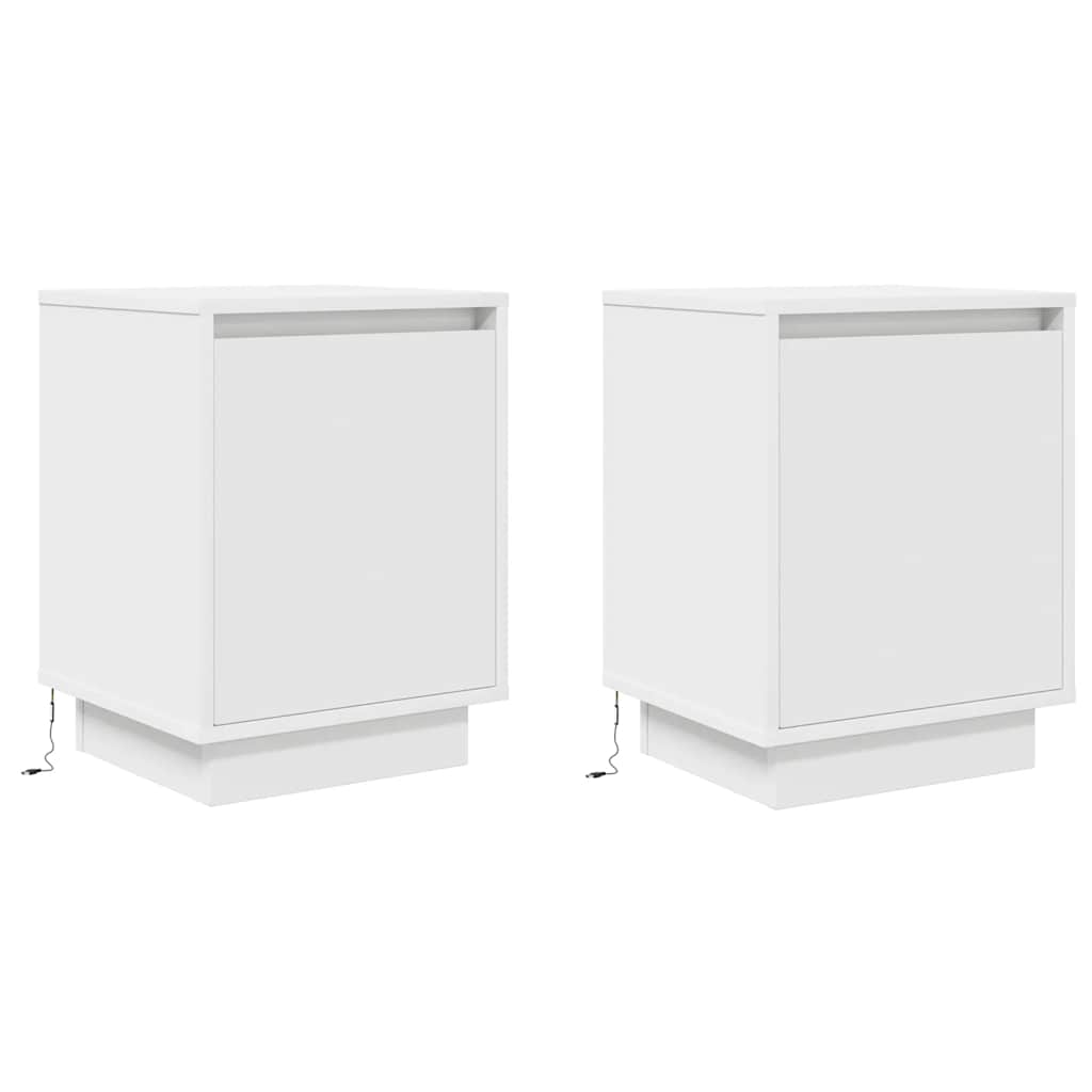 Tables de chevet avec lumières LED 2 pcs blanc 38x34x50 cm - XIOS